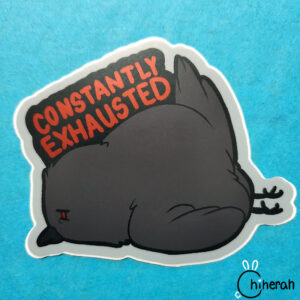 Disaster Crows Silver Vinyl Stickers - Constantly Exhausted