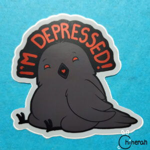 Disaster Crows Silver Vinyl Stickers - I'm Depressed!